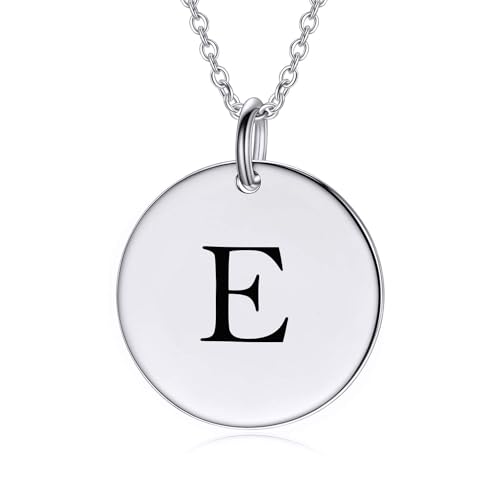 LONAGO Personalisierte Initialen E Halskette für Frauen 925er Sterling Silber Eingravierter A-Z Buchstabe Anhänger Halskette für Muttertagsgeschenke von LONAGO