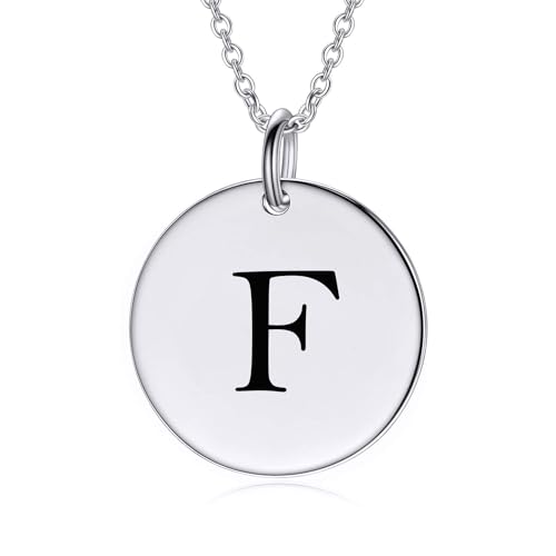 LONAGO Personalisierte Initialen F Halskette für Frauen 925er Sterling Silber Eingravierter A-Z Buchstabe Anhänger Halskette für Muttertagsgeschenke von LONAGO