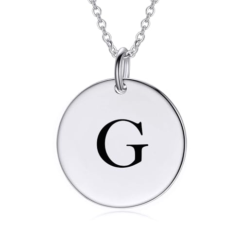 LONAGO Personalisierte Initialen G Halskette für Frauen 925er Sterling Silber Eingravierter A-Z Buchstabe Anhänger Halskette für Muttertagsgeschenke von LONAGO