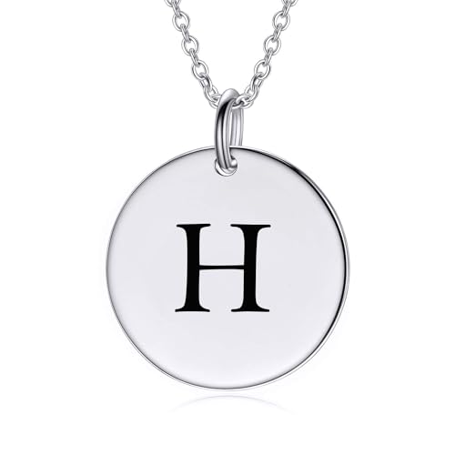 LONAGO Personalisierte Initialen H Halskette für Frauen 925er Sterling Silber Eingravierter A-Z Buchstabe Anhänger Halskette für Muttertagsgeschenke von LONAGO