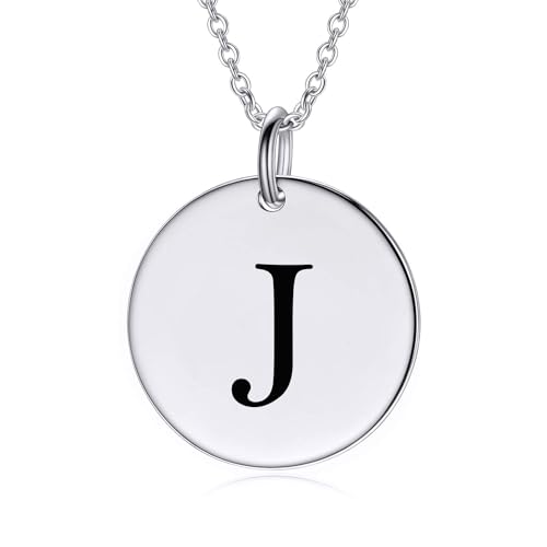 LONAGO Personalisierte Initialen J Halskette für Frauen 925er Sterling Silber Eingravierter A-Z Buchstabe Anhänger Halskette für Muttertagsgeschenke von LONAGO