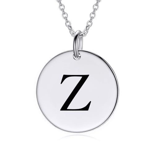 LONAGO Personalisierte Initialen Z Halskette für Frauen 925er Sterling Silber Eingravierter A-Z Buchstabe Anhänger Halskette für Muttertagsgeschenke von LONAGO