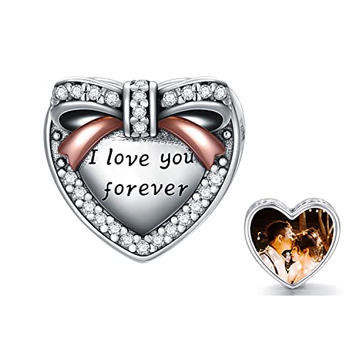 LONAGO Personalisierter Foto Charm für Frauen 925 Sterling Silber Ich Liebe Dich für Immer Bild Perle Charme von LONAGO