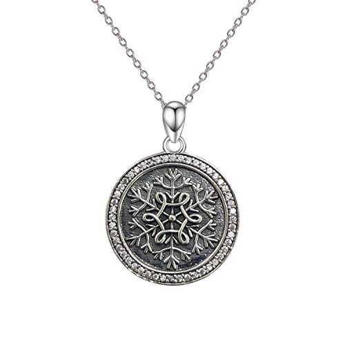 LONAGO Schneeflocke Halskette für Frauen 925 Sterling Silber Schneeflocke Anhänger Halskette Schmuck für Weihnachten von LONAGO