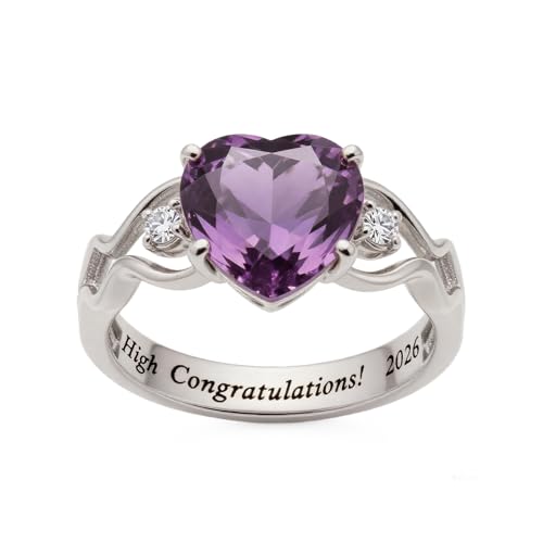 LONAGO Weißgoldringe für Frauen sind aus 9 K/14 K/18 Karat Gold oder 925er Silber, besetzt mit Zirkonia, und können mit dem Jahr oder anderen Segen auf der Innenseite des Rings graviert werden. von LONAGO