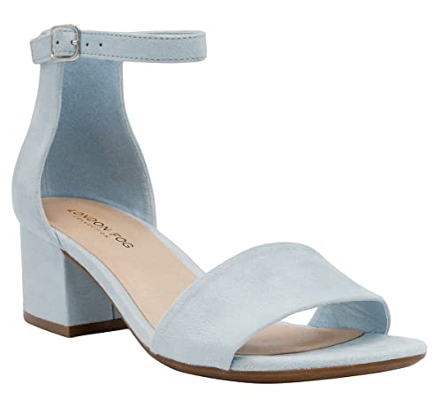 LONDON FOG Damen Nikki Low Zweiteiliger Blockabsatz Kleid Schuh Damen Knöchelriemen Pumps Sandalen, Babyblau, 40.5 EU von LONDON FOG