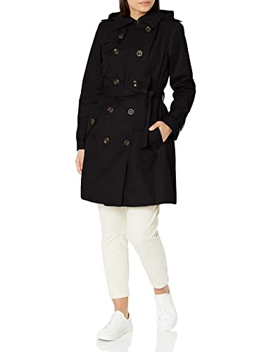 LONDON FOG Damen Zweireihiger Trenchcoat, Schwarz, XXL von LONDON FOG