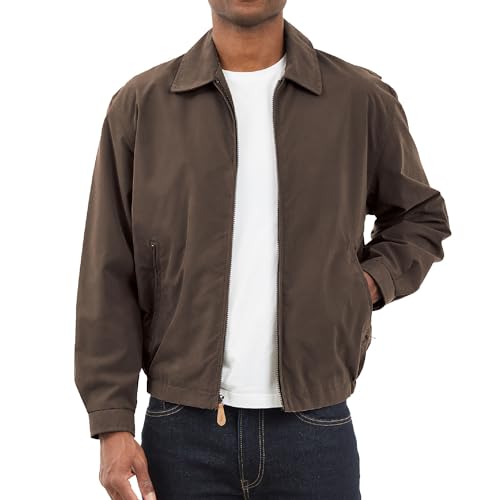 LONDON FOG Herren-Golfjacke mit Reißverschluss vorne (Normale und große Größen), Dunkelbraun, XXL von LONDON FOG