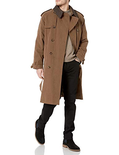 LONDON FOG Herren Kultiger zweireihiger Reißverschluss und abnehmbarem Kragen Trenchcoat, British Khaki, 50 Kurz von LONDON FOG