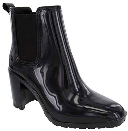 LONDON FOG Prite Damen Regenstiefel mit hohem Absatz, schwarz, 39 EU von LONDON FOG