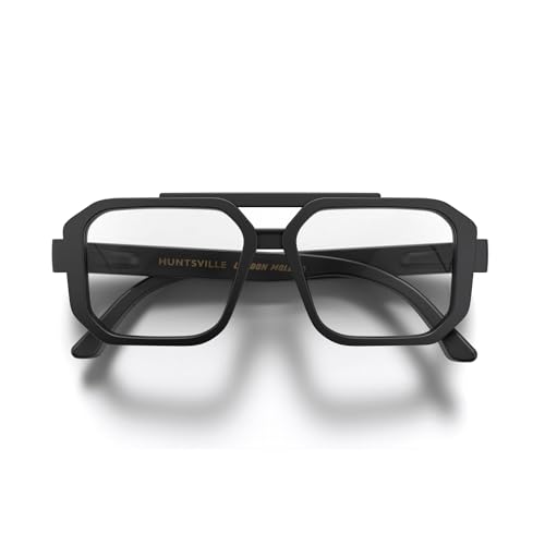 LONDON MOLE® Huntsville Blaulichtfilterbrille | Coole quadratische Form | Verhindert Augenbelastung | Für Männer, Frauen, Unisex | Federbeschläge von LONDON MOLE