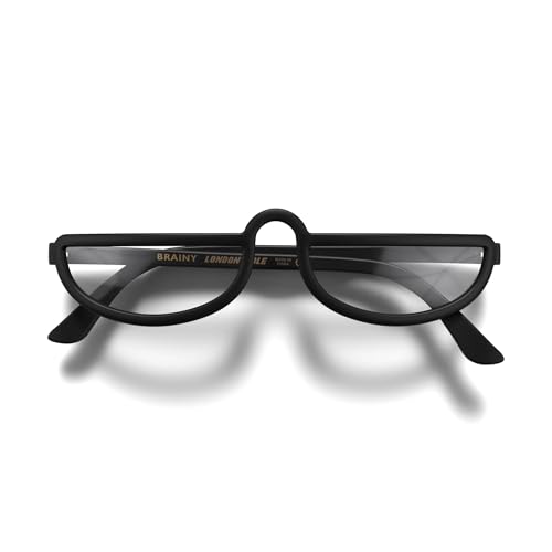 LONDON MOLE Brillen | Brainy Lesebrille | Halbmondbrille | Coole Leser | Herren Damen Unisex | Vollrandbrille | Federscharniere | Mattschwarz | Vergrößerung +2,5 von LONDON MOLE