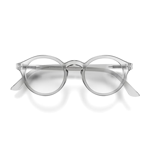 LONDON MOLE® „Graduate“-Lesebrille – coole runde Brille für Männer und Frauen, entworfen für Stil, Komfort und Haltbarkeit – transparent– Vergrößerung +2.5 von LONDON MOLE