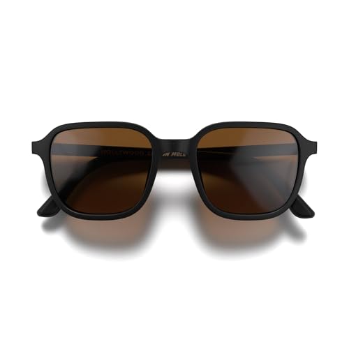 LONDON MOLE® Hollywood Sonnenbrille – Quadratische Brille mit UV400-Schutz – Unisex (Mattschwarz, braune Gläser) von LONDON MOLE