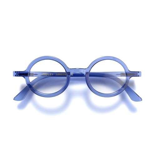 LONDON MOLE Runde Lesebrille | Moley-Brille | Coole Leser | Stilvolle Brille für Herren Damen Unisex | Federscharniere | Transparentes Blau | + 2,5 Vergrößerung LONDON MOLE Runde Lesebrille | Moley-Brille | Coole Leser | Stilvolle Brille für Herren Damen Unisex | Federscharniere | Transparentes Blau | + 2,5 Vergrößerung von LONDON MOLE