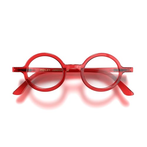 LONDON MOLE Runde Lesebrille | Moley-Brille | Coole Leser | Stilvolle Unisex-Brille für Herren und Damen | Federscharniere | Transparentes Rot | +2,5 Vergrößerung von LONDON MOLE