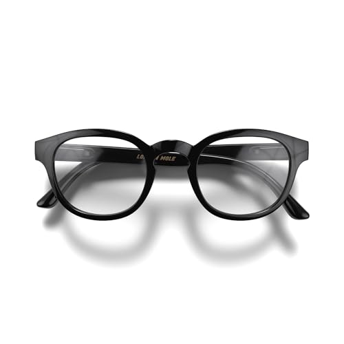 LONDON MOLE Brillen | Monalux Lesebrille | Quadratische Gläser | Coole Leser | Designer-Brille | Herren/Damen-Lesebrille | Unisex | Federscharniere | Schwarz glänzend | Vergrößerung +2,5 von LONDON MOLE