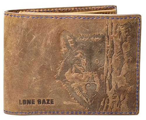 LONE GAZE Herren-Geldbörse aus Leder – RFID-Blockierung, Bifold Vintage Style – Wolf geprägt, 8 Kartenfächer, Ausweisfenster – Geschenk bereit mit Box & Markenbeutel LONE GAZE Herren-Geldbörse aus Leder – RFID-Blockierung, Bifold Vintage Style – Wolf geprägt, 8 Kartenfächer, Ausweisfenster – Geschenk bereit mit Box & Markenbeutel von LONE GAZE