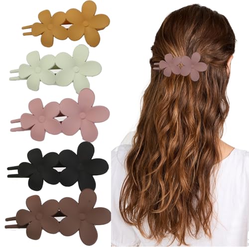 LONEEDY 5 Stück Große Kunststoff-Entenschnabel-Haarspangen für Frauen, dickes oder dünnes Haar, seitliche Gleit-Styling, flache Haarspangen (Gemischte Farbe 03 (5 Stück)) von LONEEDY