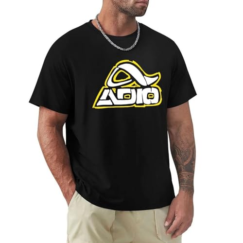 ADIO-Logo-T-Shirt-Heavyweight-t-Shirts-Quick-Drying-t-Shirt-Plain-Black-t-Shirts-Men Black XL von LONG TA
