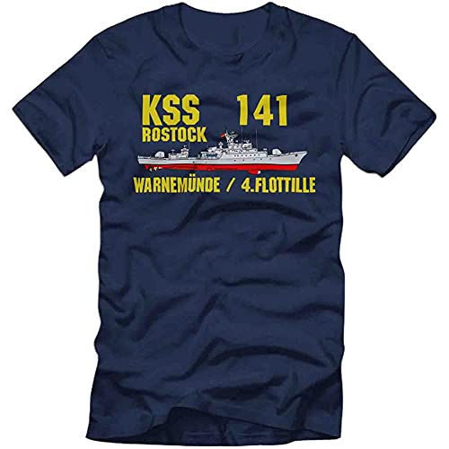 KSS 141 Rostock Warnemünde 4 Flotilla NVA DDR Folk Navy T-Shirt Sapphire Navy L von LONG TA