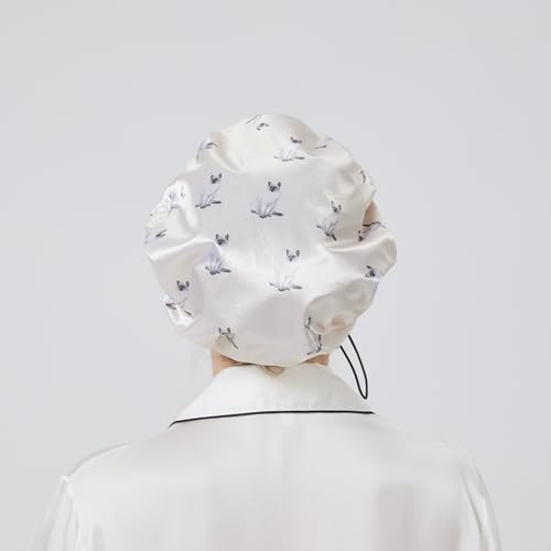 LONGDON HOMEONE Duschhauben für Frauen, verstellbarer Kordelzug, elastisch und wiederverwendbar, doppelte wasserdichte Schichten, Haarkappe, unempfindlicher Badehut für Männer (Siamkatze) von LONGDON HOMEONE