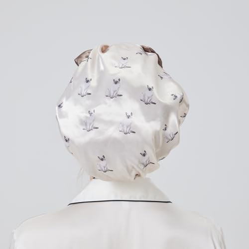 Longdon Homeone Duschhauben für Frauen, mit einer Vielzahl von Mustern, Schleifen-Design, große Größe, wasserdichte Badekappen für langes Haar, mit doppellagigem Satin & EVA-Stoff (viele Katzen) Longdon Homeone Duschhauben für Frauen, mit einer Vielzahl von Mustern, Schleifen-Design, große Größe, wasserdichte Badekappen für langes Haar, mit doppellagigem Satin & EVA-Stoff (viele Katzen) von LONGDON HOMEONE