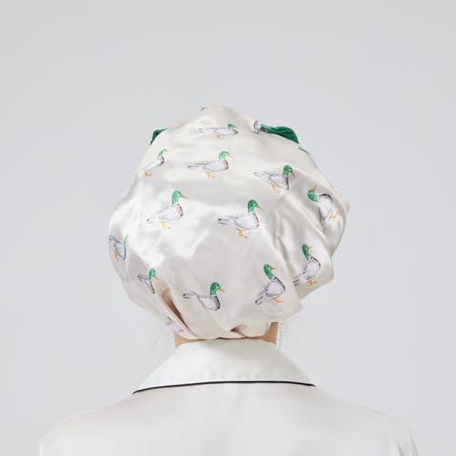 Longdon Homeone Duschhauben für Frauen, mit einer Vielzahl von Mustern, Schleifen-Design, große Größe, wasserdichte Badekappen für langes Haar, mit doppellagigem Satin & EVA-Stoff (viele Enten) Longdon Homeone Duschhauben für Frauen, mit einer Vielzahl von Mustern, Schleifen-Design, große Größe, wasserdichte Badekappen für langes Haar, mit doppellagigem Satin & EVA-Stoff (viele Enten) von LONGDON HOMEONE