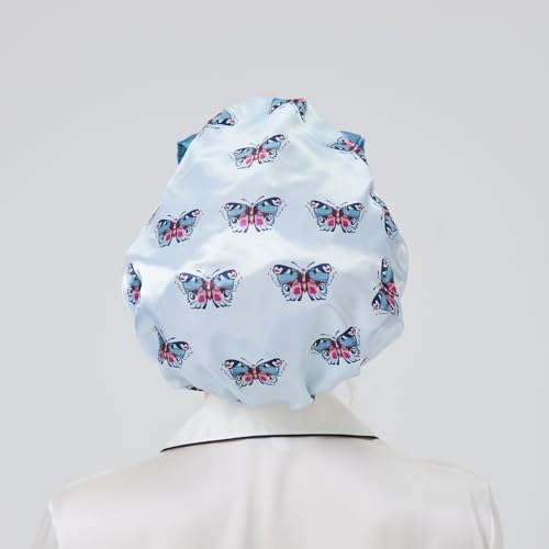 Longdon Homeone Duschhauben für Frauen, mit einer Vielzahl von Mustern, Schleifen-Design, große Größe, wasserdichte Badekappen für langes Haar, mit doppellagigem Satin und EVA-Stoff (viele Longdon Homeone Duschhauben für Frauen, mit einer Vielzahl von Mustern, Schleifen-Design, große Größe, wasserdichte Badekappen für langes Haar, mit doppellagigem Satin und EVA-Stoff (viele von LONGDON HOMEONE