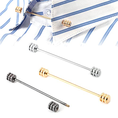 LONGHAO 3 pcs,Krawatte Kragen Pin,Kragen Bar Pins,Kragennadel,Klassische Krawattennadel,Krawattennadeln FüR Herren Silber,Klassischer Metall Krawattenklammern,Krawattennadeln FüR Herren Anzug von LONGHAO