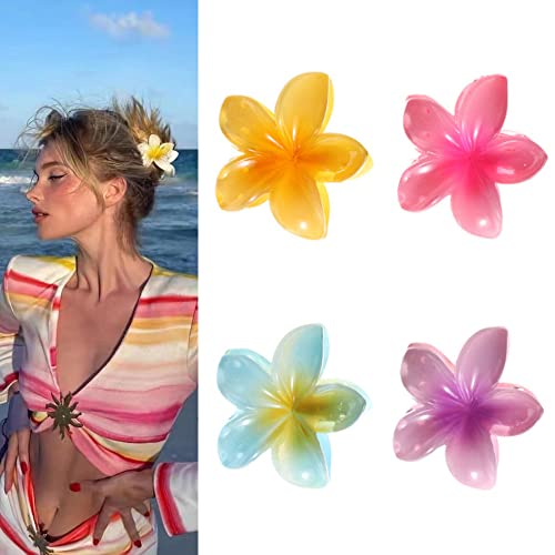 4 Pcs Blumen-Haarklammern,Matte Blume Haarspangen,Plastic Matte Flower Hair Clips,Egg Flower Hair Claw Clips,Niedliche Krallen-Clips,4 Colors,FüR Damen,DüNnes,Dickes,Lockiges Haar,Haarspangen von LONGHAO