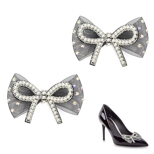 LONGHAO 2 pcs Strass Schleife Schuhclips,Schuhclips Strass Damen,Strass Kristall Schuhclips Mit Abnehmbarem,Kann Zerlegen Schuh Dekorative,für Frauen Braut Hochzeit Prom Party zur Arbeit Pendeln von LONGHAO