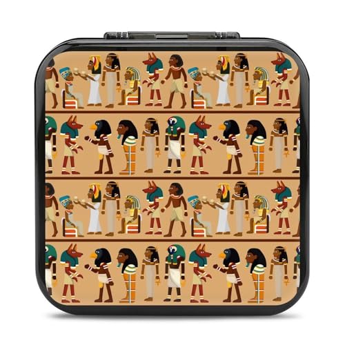 LONGHJ Ägypten Pharao Muster Switch Game Holder Case mit 12 Patronenfächern Tragbare Spielkarten-Organizer-Box von LONGHJ