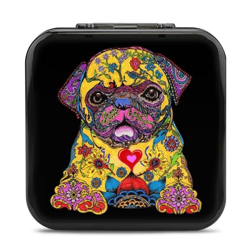 LONGHJ French Bulldog Pop Art Switch Game Holder Case mit 12 Patronenfächern, tragbare Spielkarten-Organizer-Box von LONGHJ