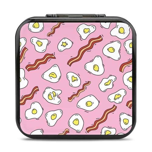 LONGHJ Fried Eggs and Bacon Switch Game Holder Case mit 12 Patronenfächern, tragbare Spielkarten-Organizer-Box von LONGHJ