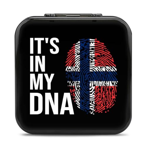 LONGHJ It's in My DNA Norwegen Flagge Switch Game Holder Case mit 12 Patronenfächern, tragbare Spielkarten-Organizer-Box von LONGHJ