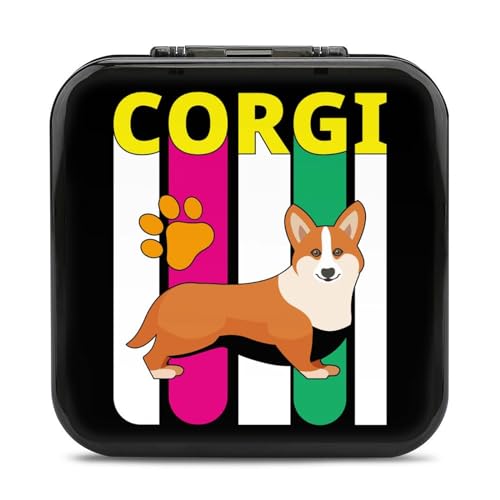 LONGHJ Niedliche Corgi Switch-Spielhalter-Hülle mit 12 Patronenfächern, tragbare Spielkarten-Organizer-Box von LONGHJ
