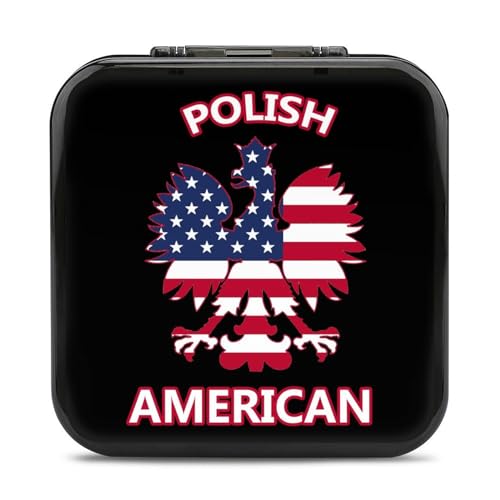 LONGHJ Polnische amerikanische Flagge Eagle Switch Game Holder Case mit 12 Patronenfächern Tragbare Spielkarten-Organizer-Box von LONGHJ
