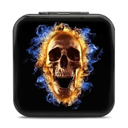 LONGHJ Skull in Fire Switch Game Holder Case mit 12 Patronenfächern, tragbare Spielkarten-Organizer-Box von LONGHJ