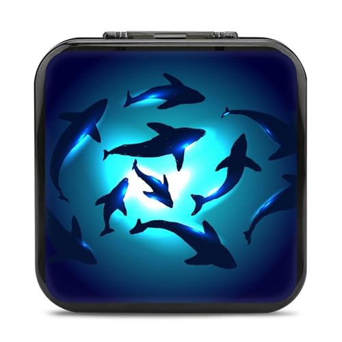 LONGHJ Unterwasser Sharks Switch Game Holder Case mit 12 Patronenfächern Tragbare Spielkarten-Organizer-Box von LONGHJ