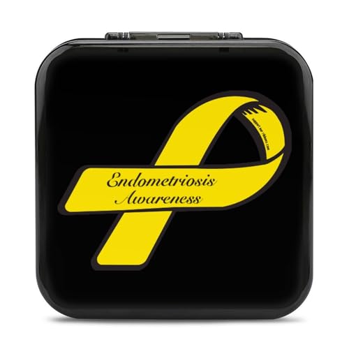 LONGHJ Yellow Ribbon Endometriosis Awareness Switch Game Holder Case mit 12 Patronenfächern, tragbare Spielkarten-Organizer-Box von LONGHJ