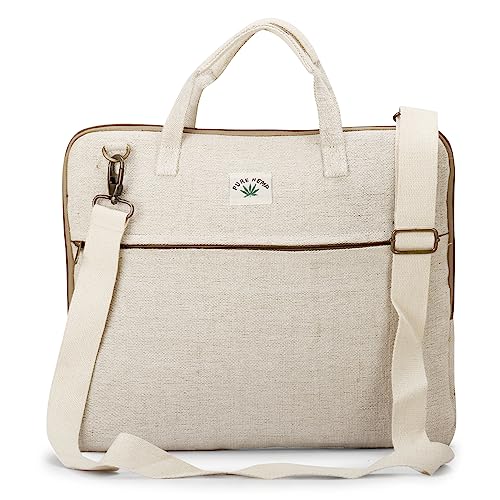 LONGING TO BUY Hanf Laptop Sling Bag & Hanf Umhängetasche für Damen und Herren, Beige von LONGING TO BUY