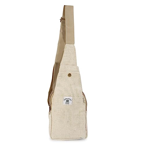 LONGING TO BUY Hanf-Sling-Rucksack – Cross-Body & Schulter-Rucksack mit verstellbarem Riemen für Damen und Herren, Cremeweiß, Medium, Hanf-Sling-Rucksack von LONGING TO BUY
