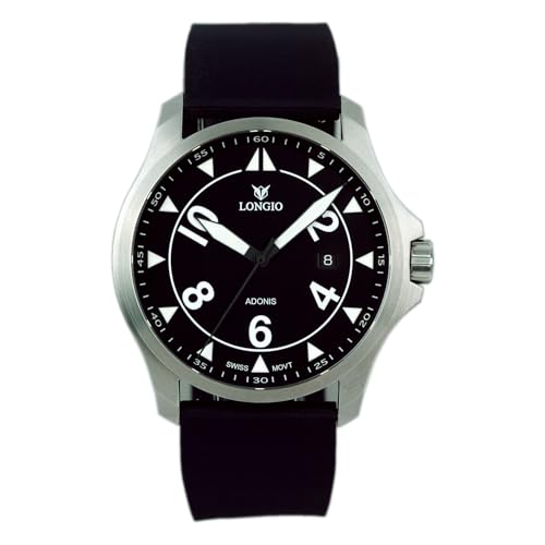 LONGIO Adonis Herren Automatikuhren Avantgarde Designer Uhr mit Swiss Made ETA 2824/6497 Uhrwerken Uhr mit echtem schwarzen Lederband, Weiss/opulenter Garten, ETA2824-2, Mechanisch von LONGIO