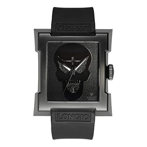 LONGIO Automatikuhren für Herren, einzigartige Uhren mit original Schweizer mechanischem Uhrwerk, Asmara_Skull, Schwarzer Totenkopf, Men's, Automatikuhr von LONGIO