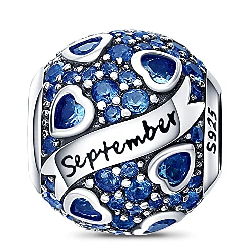 LONGLUCK 925 Sterling Silber Birthstone, Charms passt Charms Armbänder für Frau, mit Cubic Zirkonia Dangle Anhänger Bead, Birthday für Valentinstag Muttertag Geschenk von LONGLUCK