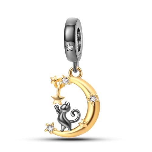LONGLUCK 925 Sterling Silber Charms für Armbänder und Halsketten Kopfhörer Musik Perlen Gold Gerbera Charms Sparkle von LONGLUCK
