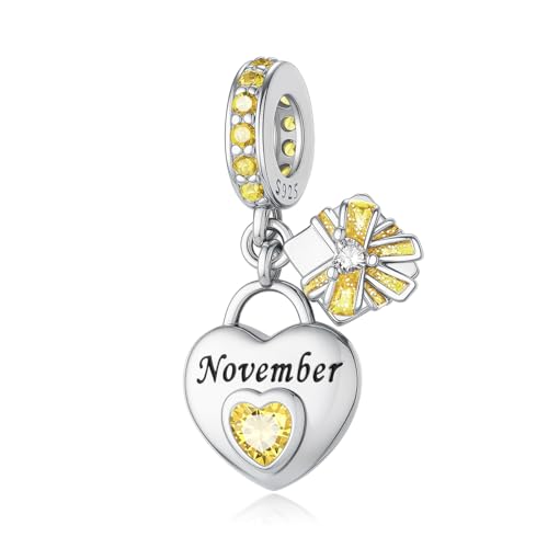 LONGLUCK 925 Sterling Silber Geburtsstein Anhänger Geeignet für Armbänder und Halsketten Happy Birthday Anhänger Muttertag Schmuck Geschenke für Frauen von LONGLUCK