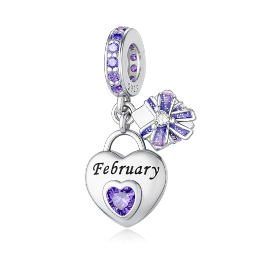 LONGLUCK 925 Sterling Silber Geburtsstein Anhänger Geeignet für Armbänder und Halsketten Happy Birthday Anhänger Muttertag Schmuck Geschenke für Frauen von LONGLUCK