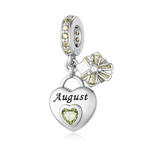 LONGLUCK 925 Sterling Silber Geburtsstein Anhänger Geeignet für Armbänder und Halsketten Happy Birthday Anhänger Muttertag Schmuck Geschenke für Frauen von LONGLUCK
